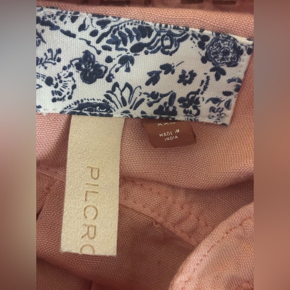 Pilcro Anthropologie Peachy Pink Placket Linen Ruffle Button Down Blouse XXS - Picture 8 of 8